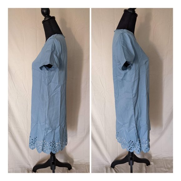 SHEIN Mint Green Laser Cut Scallop Edge Mini Dress Size 2 - Picture 4 of 4